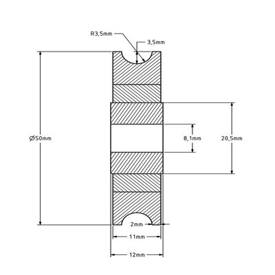 Krążek kablowy 50 mm z rowkiem U - 85 kg