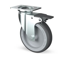 Kółka obrotowe ze stali nierdzewnej z hamulcem 60 mm Guma - 40 kg