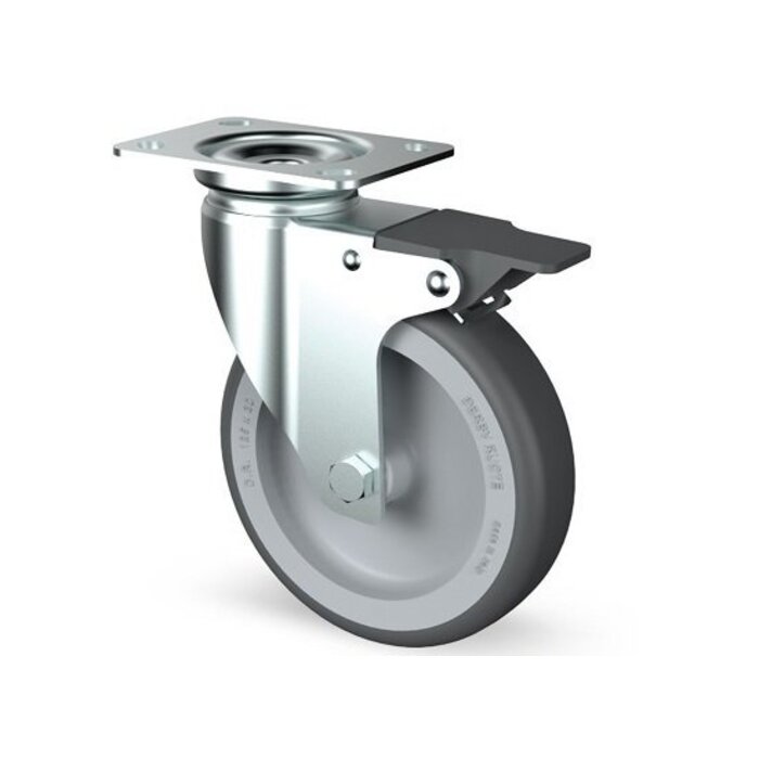 Kółka obrotowe ze stali nierdzewnej z hamulcem 80 mm - Guma - 60 kg