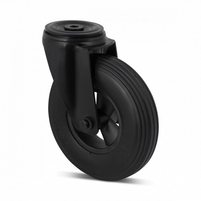 Czarne kółko obrotowe z pianki PU 200 mm - 100 kg