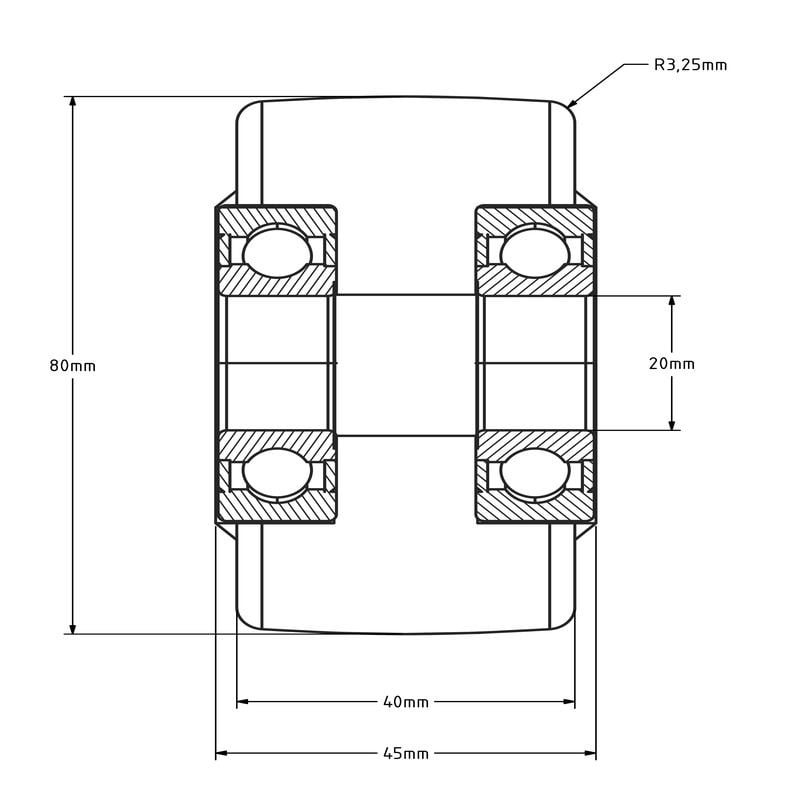 Odlewane nylonowe kóło 80 mm - łożysko kulkowe - 1000 kg