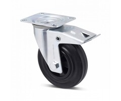 Kółka obrotowe z pełnej gumy z hamulcem 125 mm - 100 kg