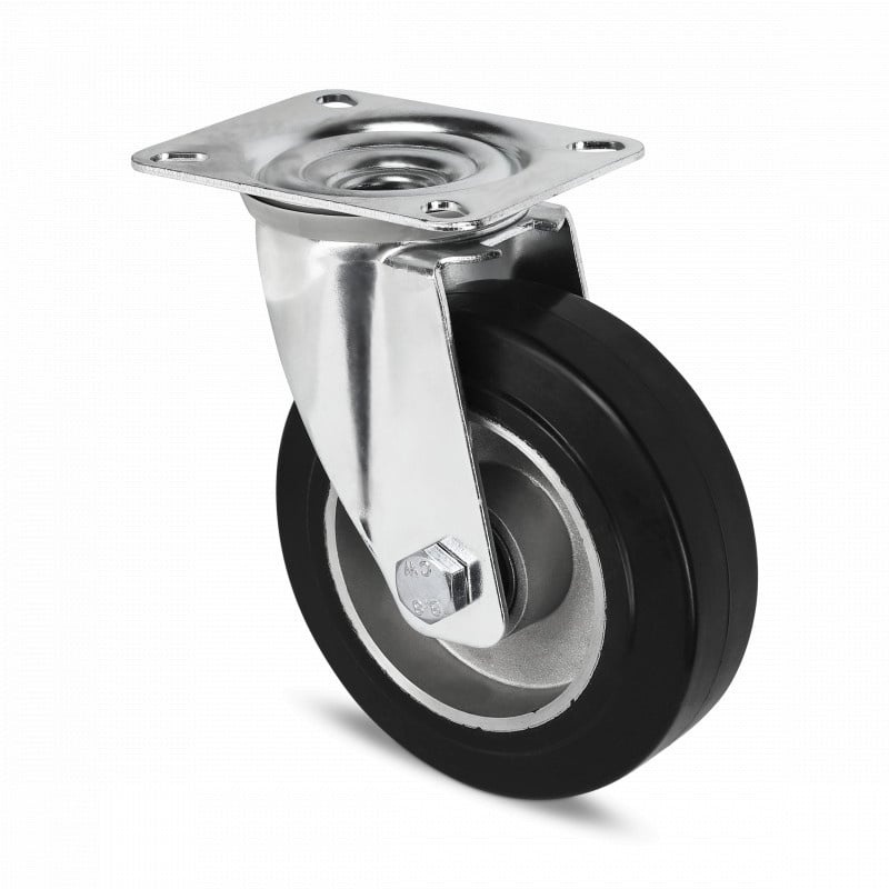 Gumowe kółko obrotowe 100 mm - łożysko kulkowe - 150 kg