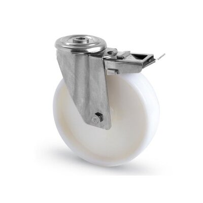 Kółka obrotowe ze stali nierdzewnej z hamulcem 80 mm - Nylon - 120 kg