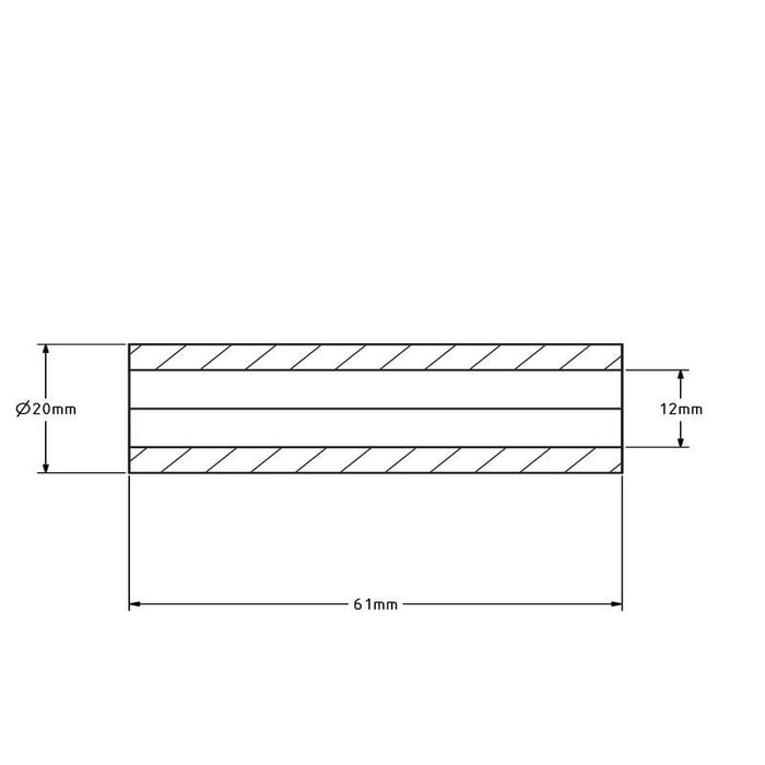 Tuleja wału - 20x12x61 mm | stal ocynkowana