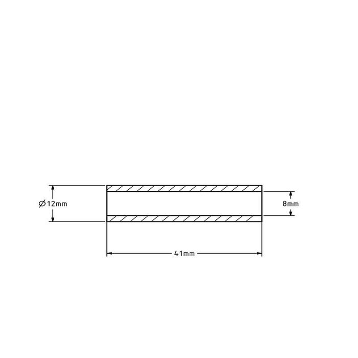 Tuleja wału - 12x8x41 mm | stal ocynkowana