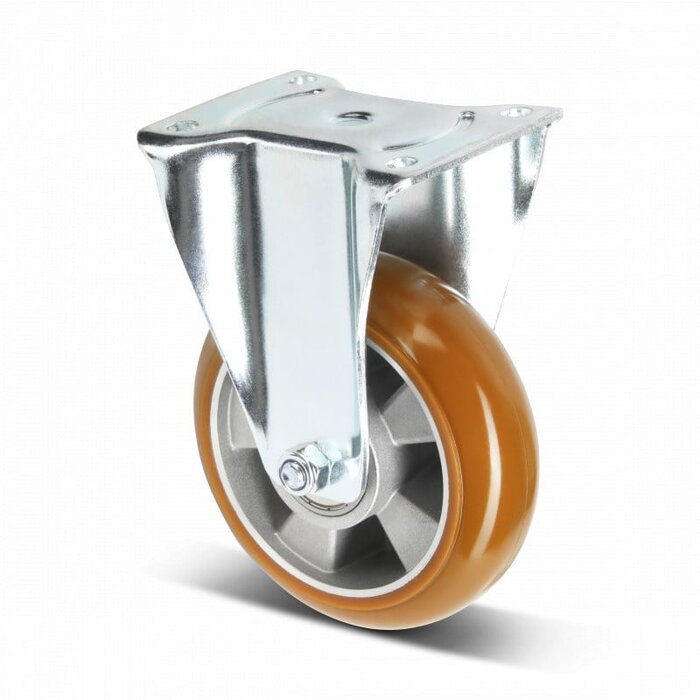 Kółko stałe PU 160 mm brązowe wypukłe - 510 kg