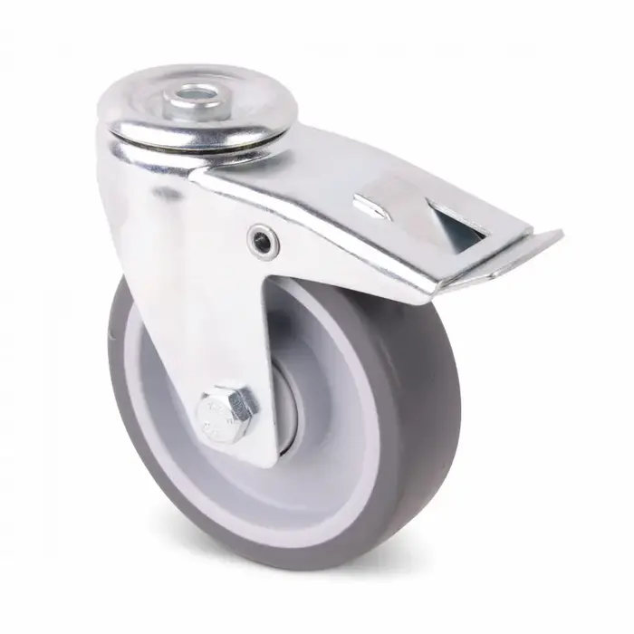 Gumowe kółka obrotowe z hamulcem 125 mm - łożysko kulkowe - 135 kg