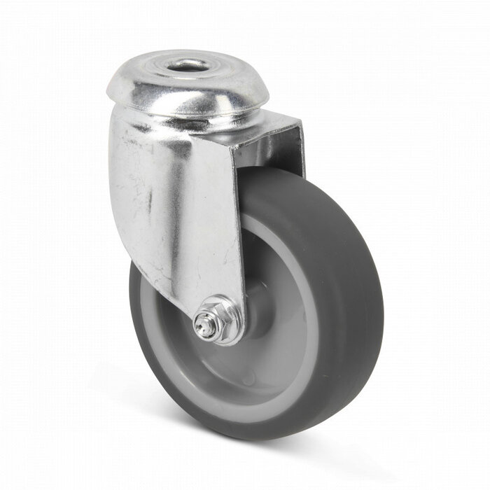 Gumowe kółko obrotowe 75 mm - otwór na śrubę - 75 kg