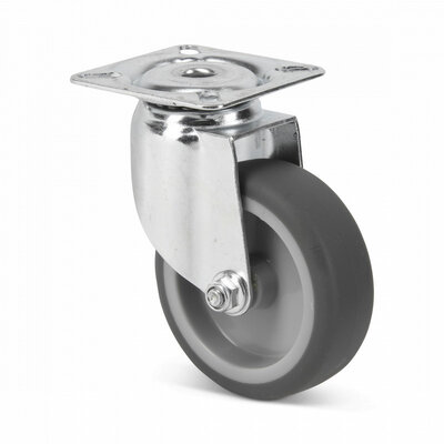 Gumowe kółko obrotowe 75 mm - płytka - 75 kg