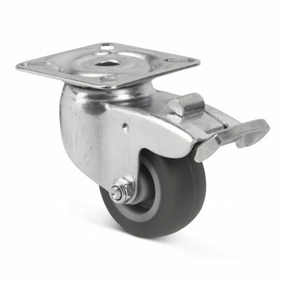Kółko obrotowe gumowe z hamulcem 50 mm - płytka - 50 kg
