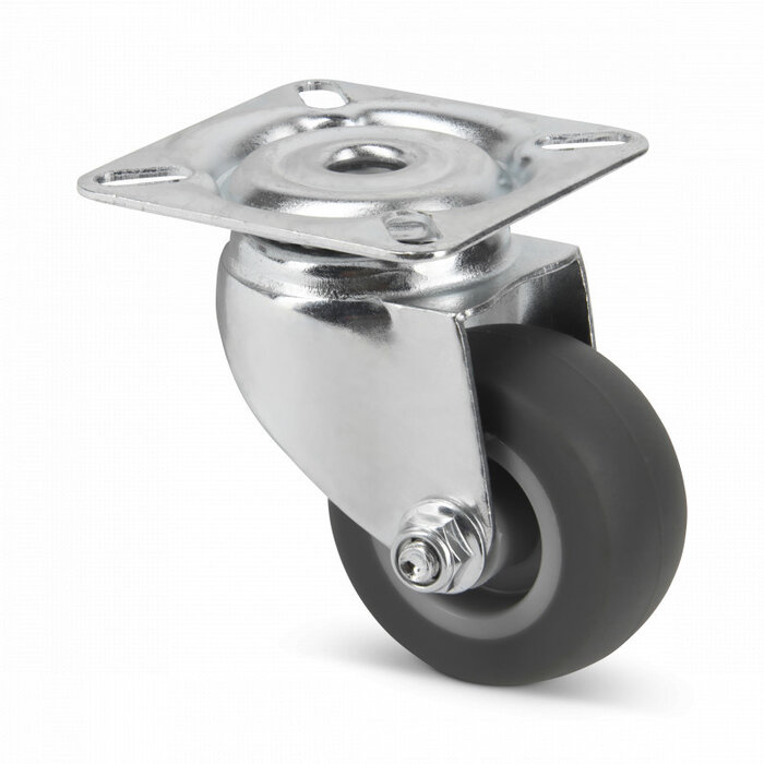 Gumowe kółko obrotowe 50 mm - płytka - 50 kg