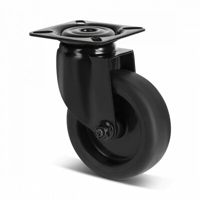 Czarne kółko obrotowe 75 mm - płytka - 75 kg