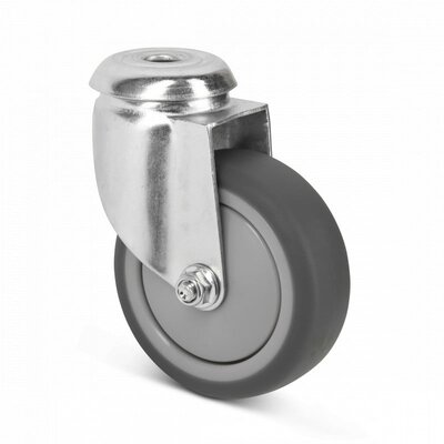 Gumowe kółko obrotowe 75 mm - łożysko kulkowe - otwór na śrubę - 75 kg