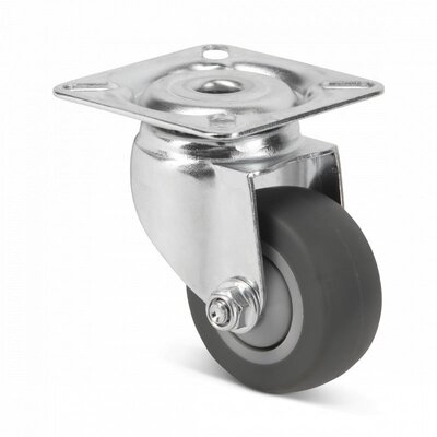 Gumowe kółko obrotowe 50 mm - łożysko kulkowe - płytka - 50 kg