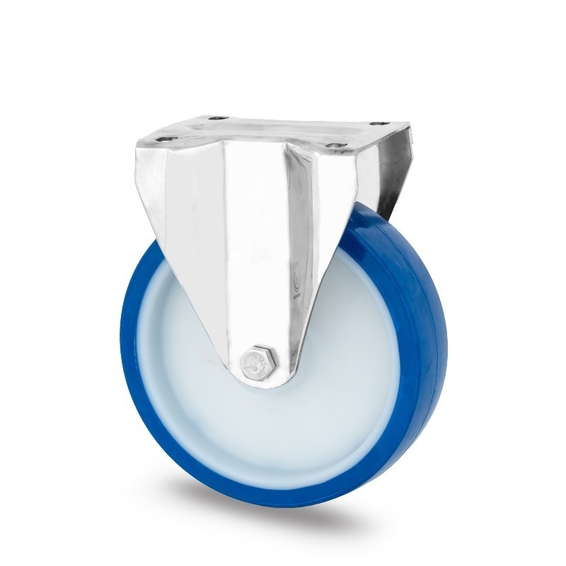 Kółko stałe ze stali nierdzewnej 200 mm - łożysko wałeczkowe - 300 kg