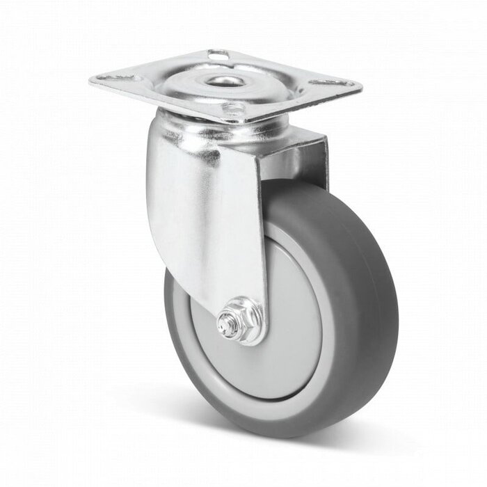 Gumowe kółko obrotowe 75 mm - łożysko kulkowe - płytka - 75 kg -.