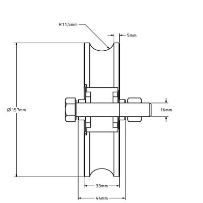 Koło rowkowane 160 mm z rowkiem U - 575 kg