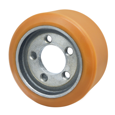 Koło napędowe z poliuretanu 254 x 100 mm – otwór 80 / 5 x 18,5/24  / kołnierz