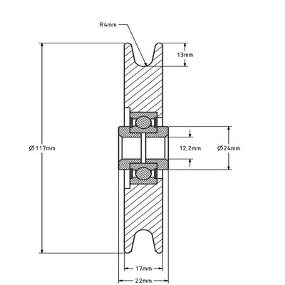Tarcza kablowa 120 mm z rowkiem U - 240 kg