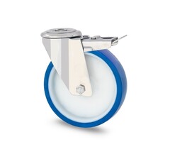 Kółka obrotowe ze stali nierdzewnej z hamulcem 125 mm PU - 200 kg