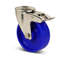 Kółko obrotowe ze stali nierdzewnej z hamulcem 125 mm Nylon - 200 kg