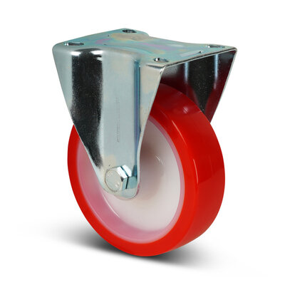 Kółko stałe PU 100 mm - łożysko wałeczkowe - 150 kg