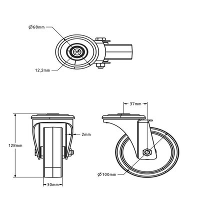 Kółka obrotowe ze stali nierdzewnej 100 mm - Nylon - 150 kg