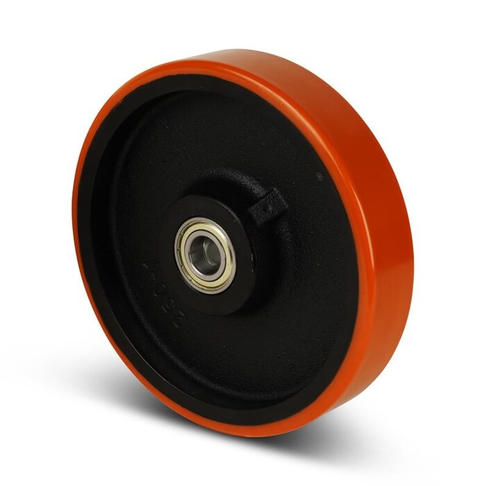 Kóło PU 250 mm - otwór łożyska kulkowego 25 mm - 1300 kg