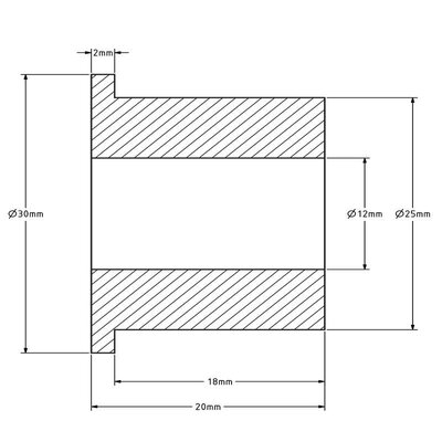 Tuleja wału (T) - 25x12x20 mm | stal ocynkowana