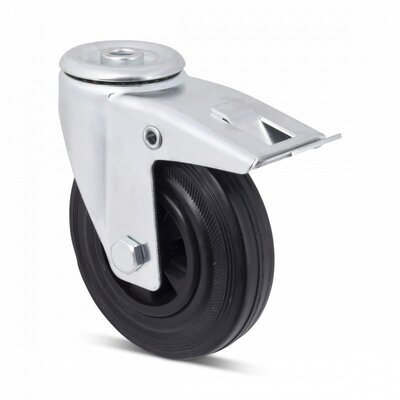 Gumowe kółka obrotowe z hamulcem 125 mm - łożysko rolkowe - 100 kg