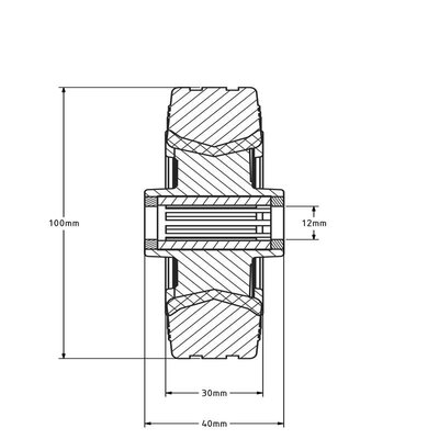 Kółko gumowe 100 mm - otwór łożyska wałeczkowego 12 mm - 70 kg