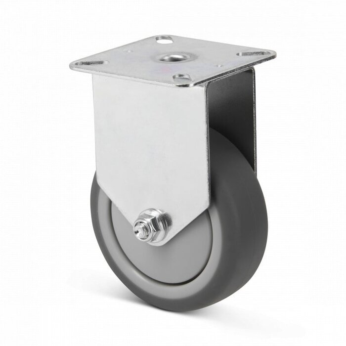 Kółko stałe gumowe 75 mm - łożysko kulkowe - płytka - 75 kg