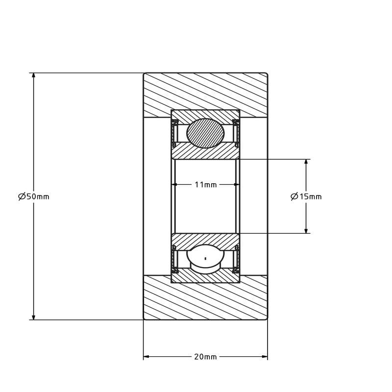 Rolka prowadząca 50 mm - poliuretan - 60 kg