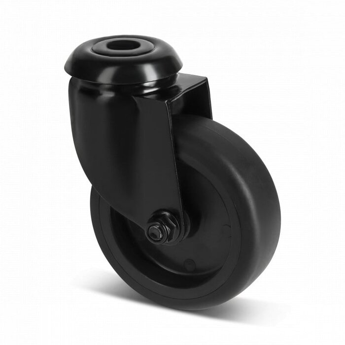 Czarne kółko obrotowe 75 mm - otwór na śrubę - 75 kg