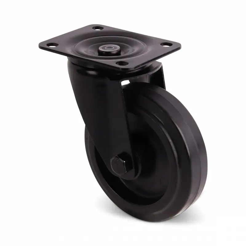 Czarne kółko obrotowe 125 mm - łożysko rolkowe - 200 kg