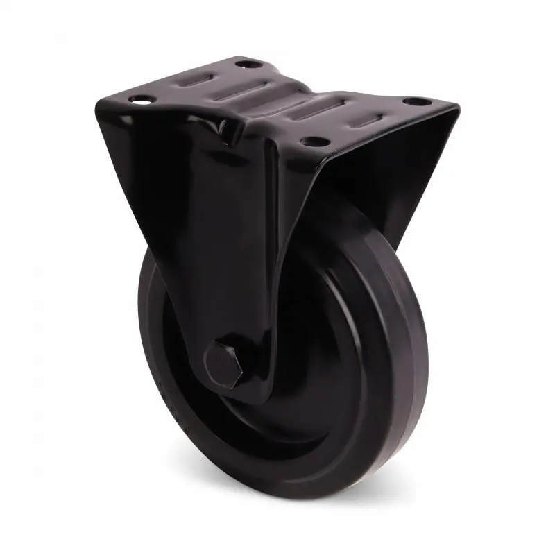 Czarne kółko stałe 125 mm - łożysko wałeczkowe - 200 kg