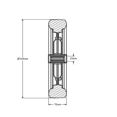 Kółko gumowe 400 mm - otwór łożyska wałeczkowego 25 mm - 475 kg