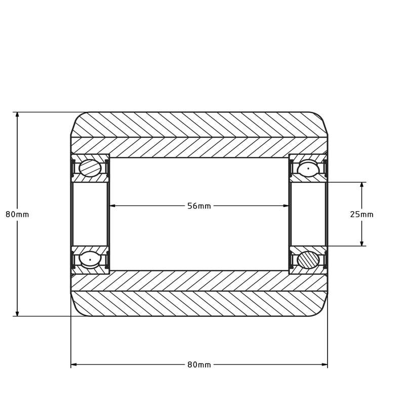 Rolka paletowa PU 80x80 mm - łożysko kulkowe - 800 kg