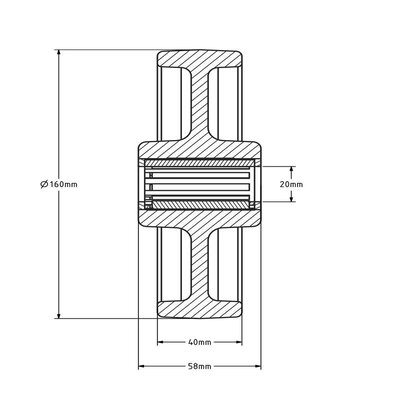 Kóło ze stali nierdzewnej 160 mm - Nylon - łożysko wałeczkowe - 400 kg