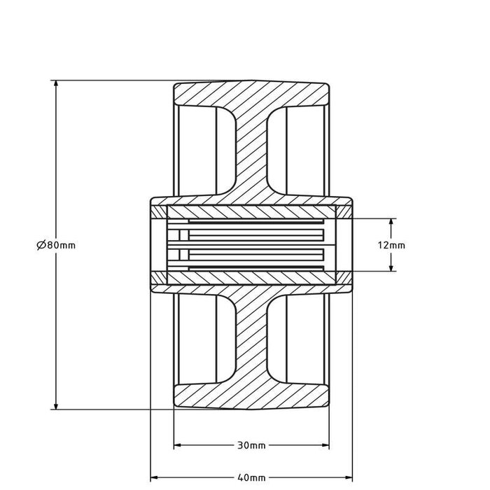 Kóło ze stali nierdzewnej 80 mm - Nylon - łożysko wałeczkowe - 150 kg