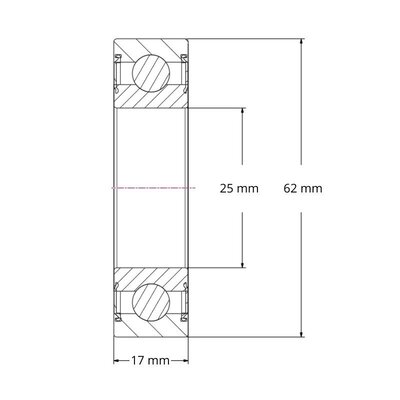 SS 6305 2RS - Łożysko kulkowe ze stali nierdzewnej IBB (25x62x17)