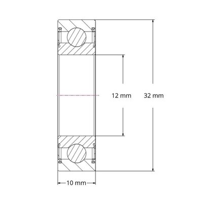 SS 6201 2RS - Łożysko kulkowe ze stali nierdzewnej IBB (12x32x10)