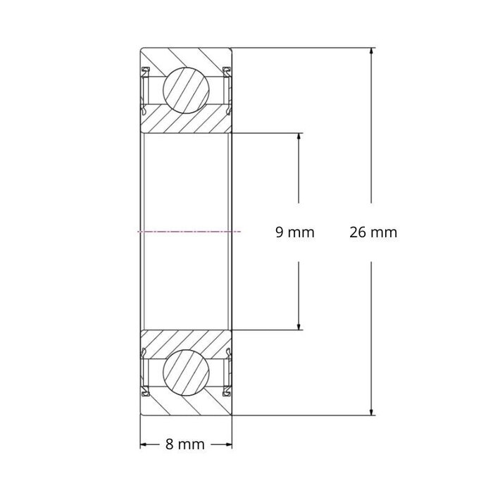 629 2RS - Łożysko kulkowe IBB (9x26x8)