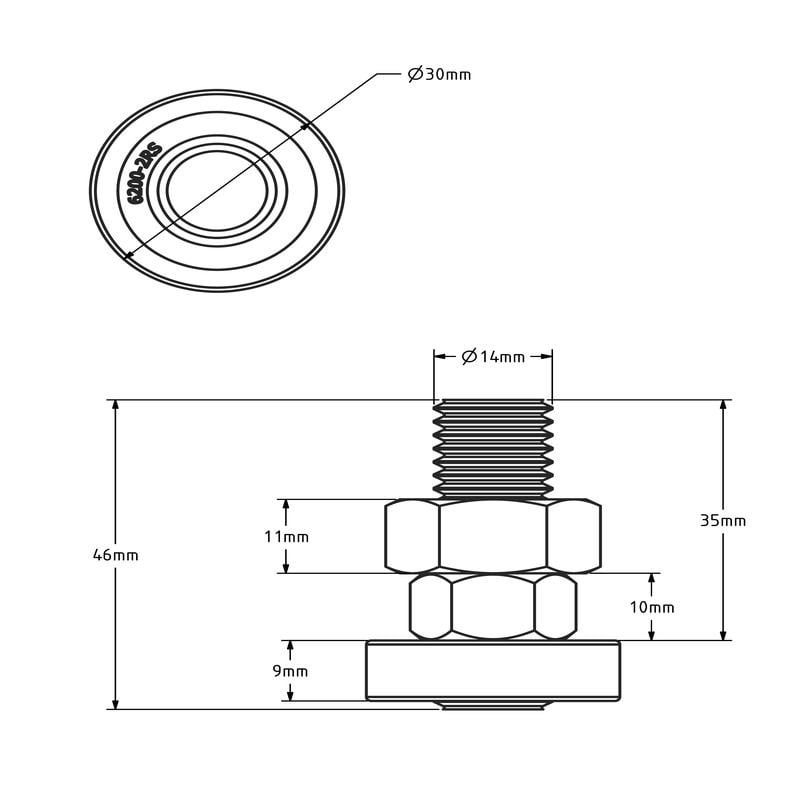 Rolka prowadząca 30 mm do bram przesuwnych - łożysko kulkowe - 175 kg