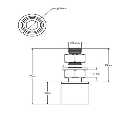 Rolka prowadząca 30 mm do bramy przesuwnej - poliamid - 60 kg