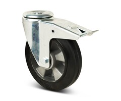 Elastyczne gumowe kółko obrotowe z hamulcem 200 mm - otwór na śrubę - 450 kg