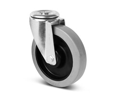 Gumowe kółko obrotowe 200 mm - otwór na śrubę - 400 kg