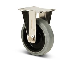 Kółko stałe ze stali nierdzewnej 125 mm guma - 190 kg