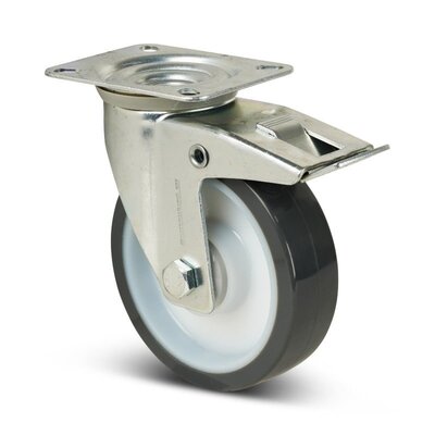 Kółka obrotowe PU z hamulcem 80 mm - łożysko kulkowe - 120 kg